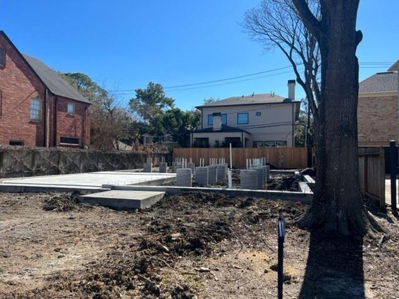 Slab foundation has been poured at 2339 Goldsmith Street. Photo taken 1.29.24.