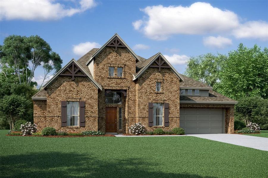 Stunning Elaine home design by K. Hovnanian® Homes with elevation D in beautiful Waterstone on Lake Conroe. (*Artist rendering used for illustration purposes only.)