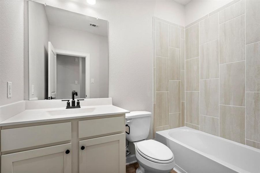 The secondary bathroom in the home.