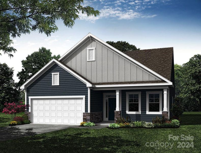Homesite 2 could feature a Grayson A floorplan with front-load garage.