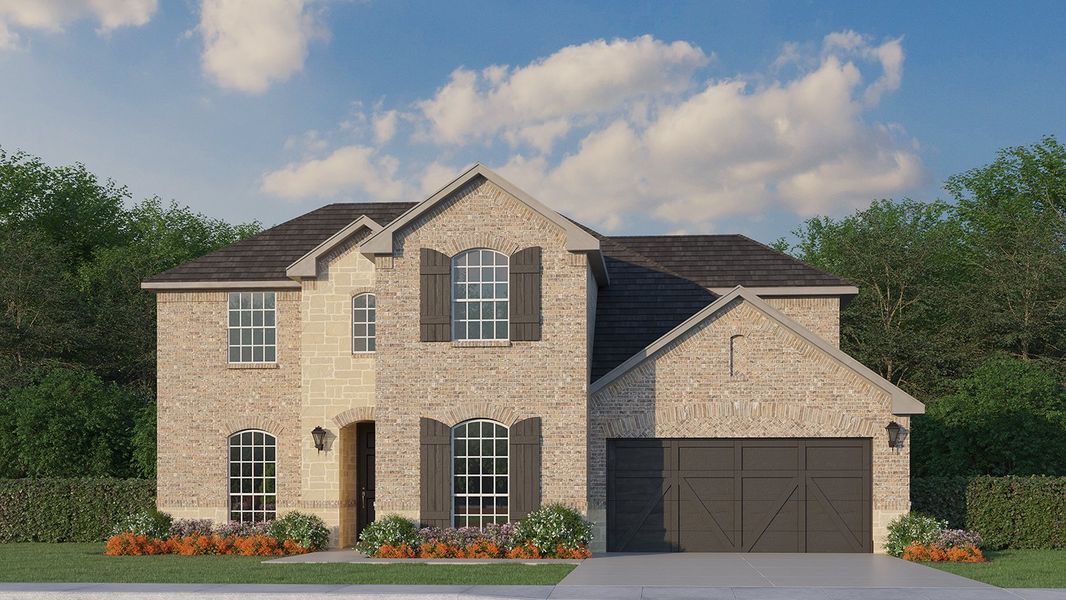 Plan 1689 Elevation A with Stone by American Legend Homes