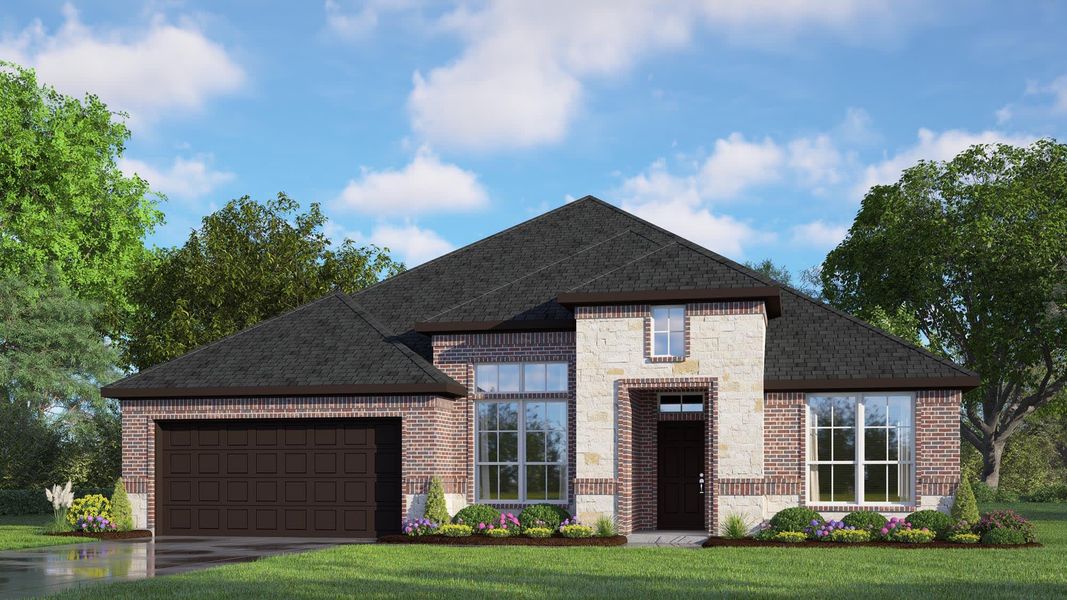 Elevation A with Stone | Concept 2464 at Lovers Landing in Forney, TX by Landsea Homes