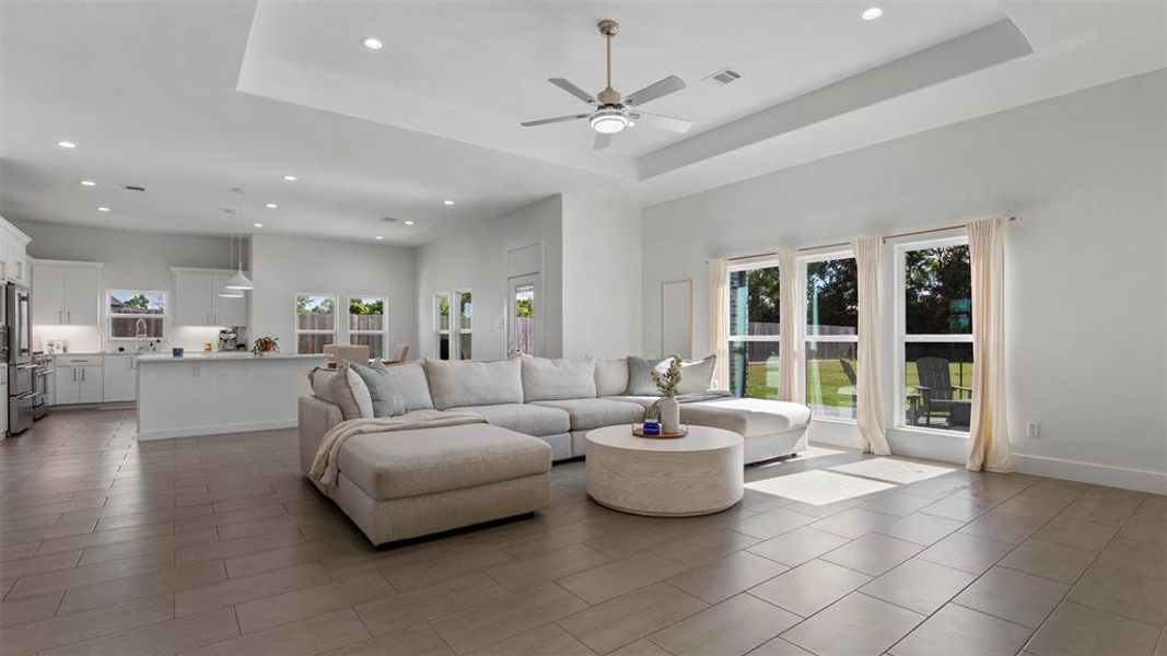 Spacious living room with natural light