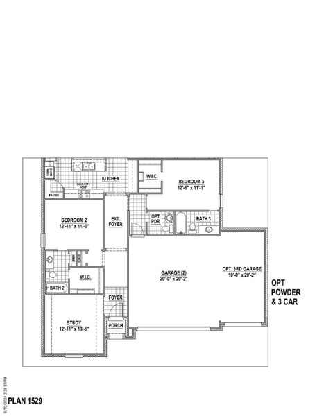 Plan 1529 Options 2 3-Car