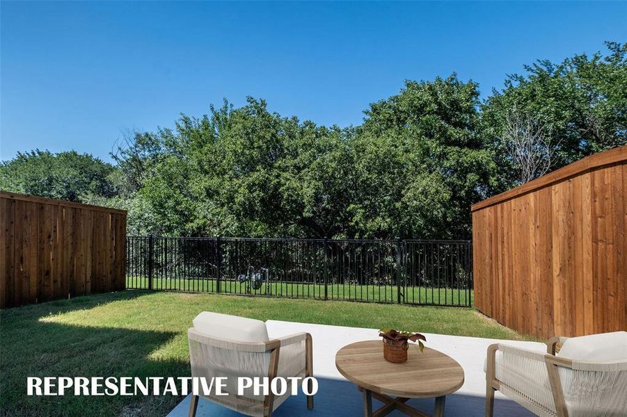 Our Estate floor plan offers a fantastic private, fenced outdoor space for you and your family to enjoy!  REPRESENTATIVE PHOTO VIRTUALLY STAGED