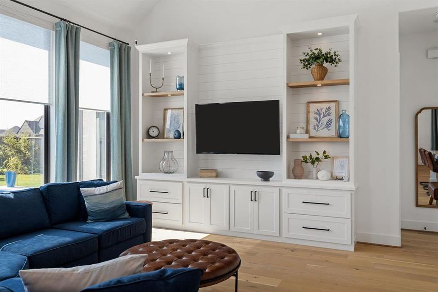 The built-ins offer a space to personalize your home and store your belongings.
