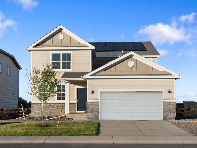 Jackson floorplan exterior image taken at a Meritage Homes community in Windsor, CO.