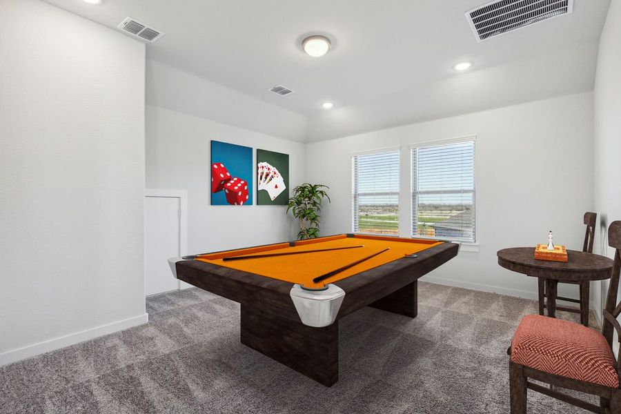 Game room in the Willow home plan by Trophy Signature Homes – REPRESENTATIVE PHOTO