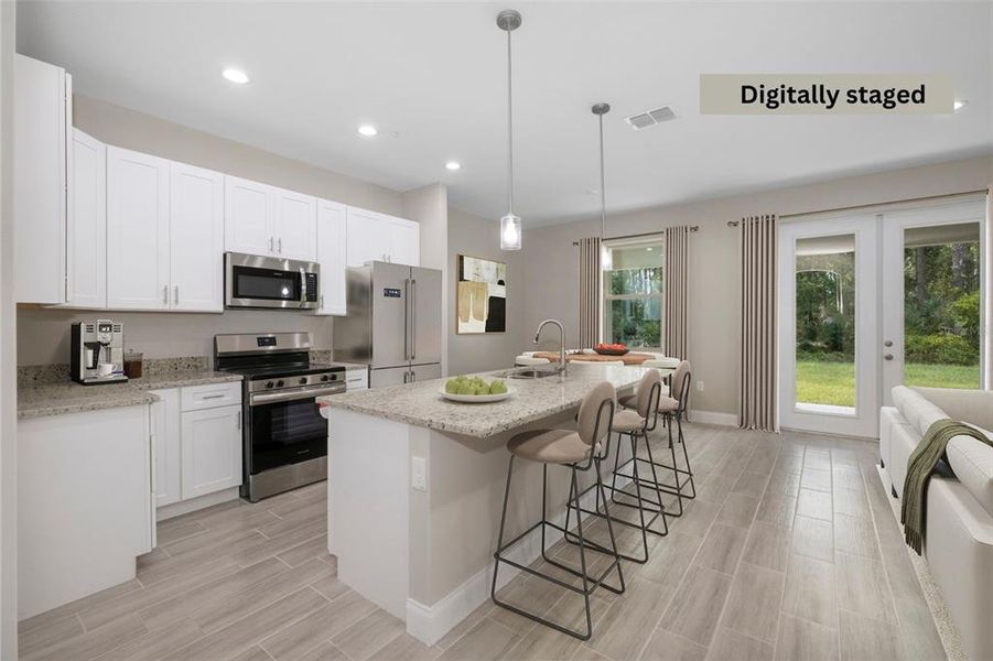 elegant kitchen with large island