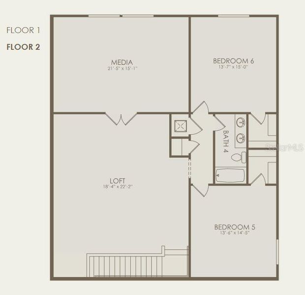 Floor plan with options selected - 2nd floor