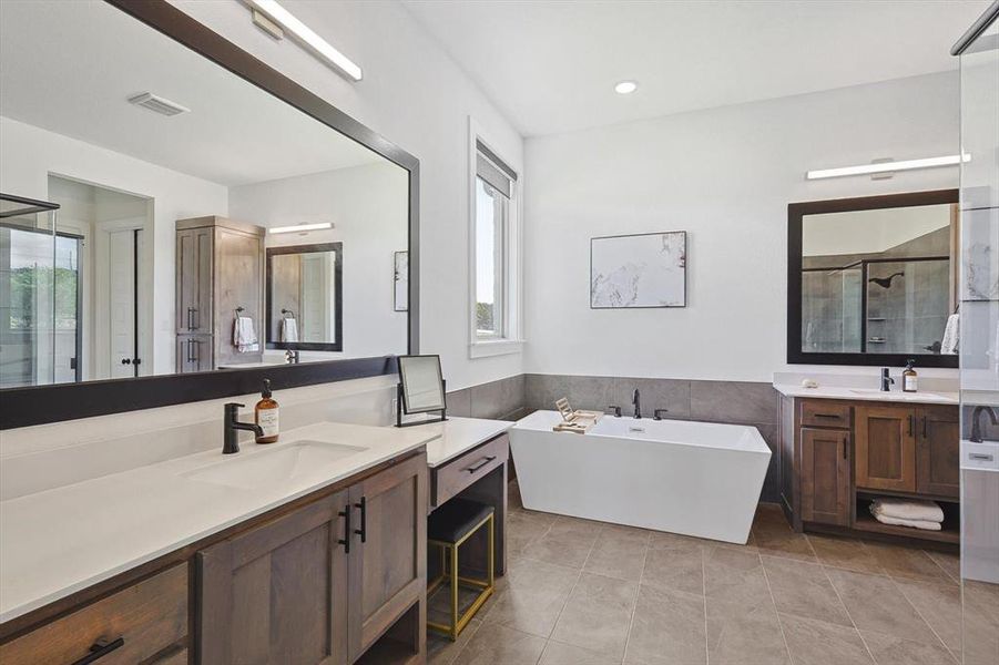 Primary Bathroom with stand alone tub!