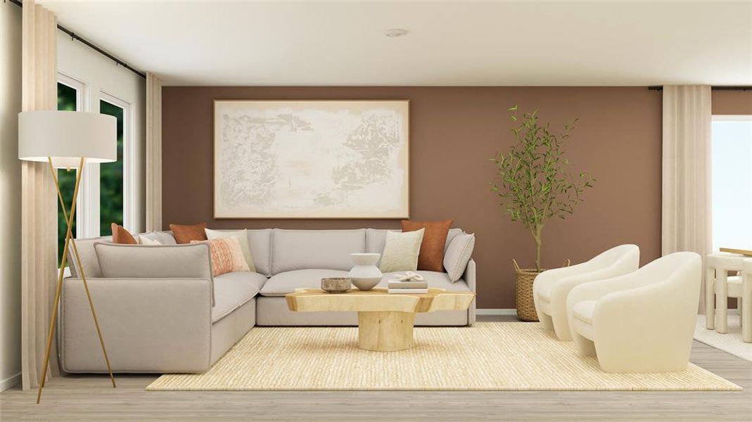 Living room featuring light hardwood / wood-style flooring