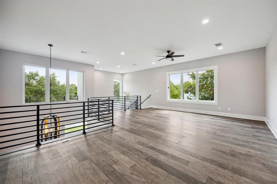 Upstairs Loft/Den with custom made metal railing