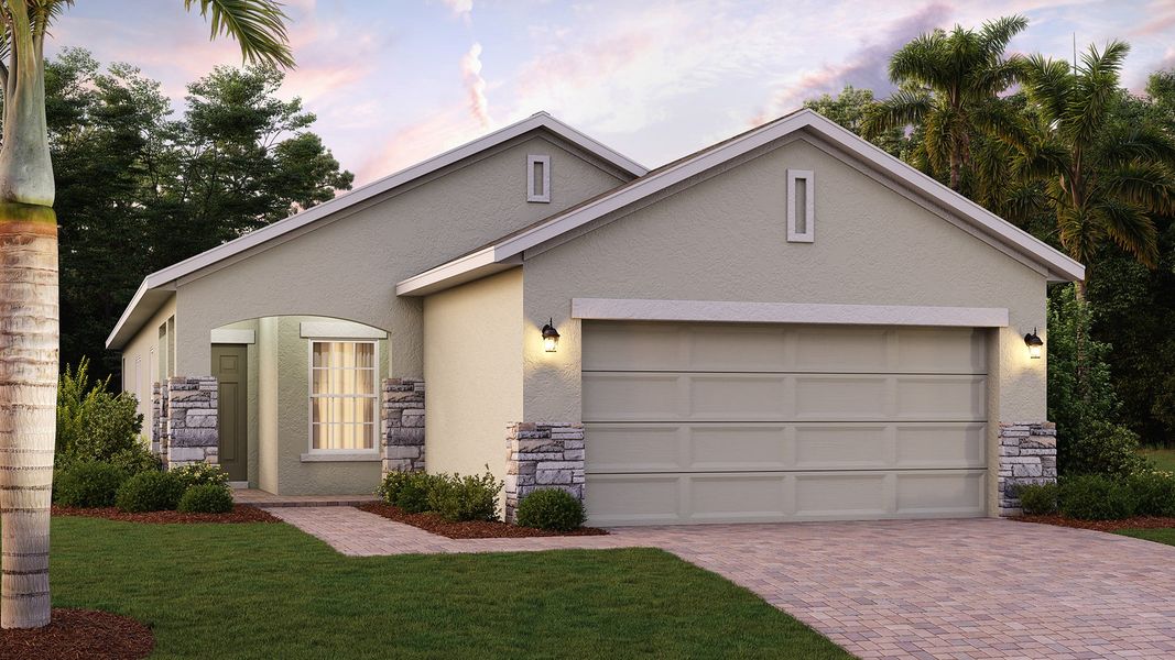 Elevation 3 with Optional Stone | Delray | Eagletail Landings | New Homes In Leesburg, FL | Landsea Homes