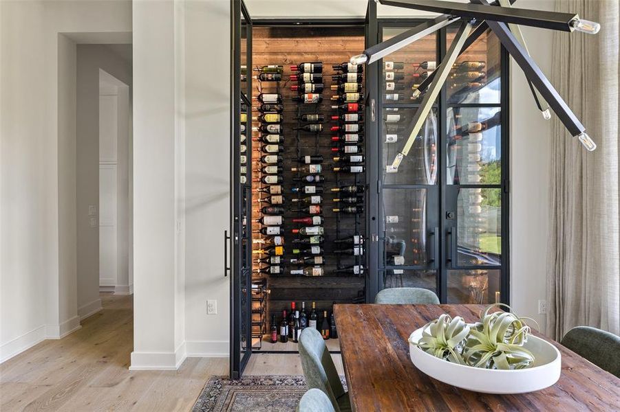 Conditioned wine storage off dining