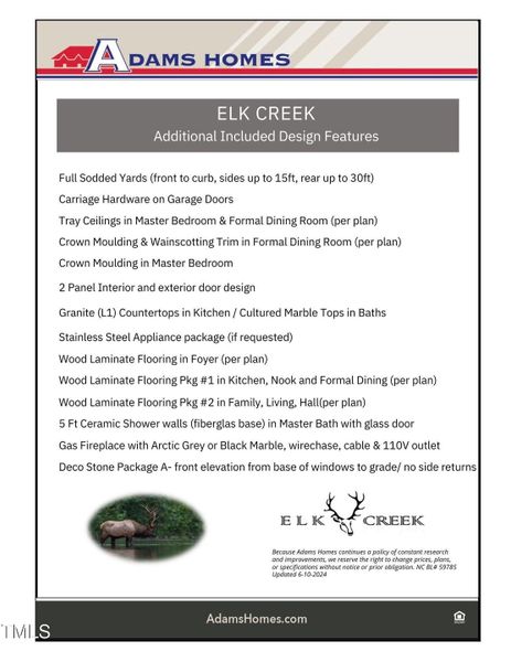 Elk Creek Features Sheet