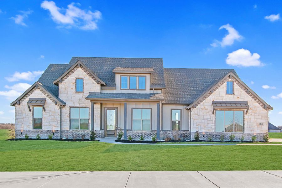 Elevation C with Stone | Concept 2406 at Hidden Creek Estates in Van Alstyne, TX by Landsea Homes