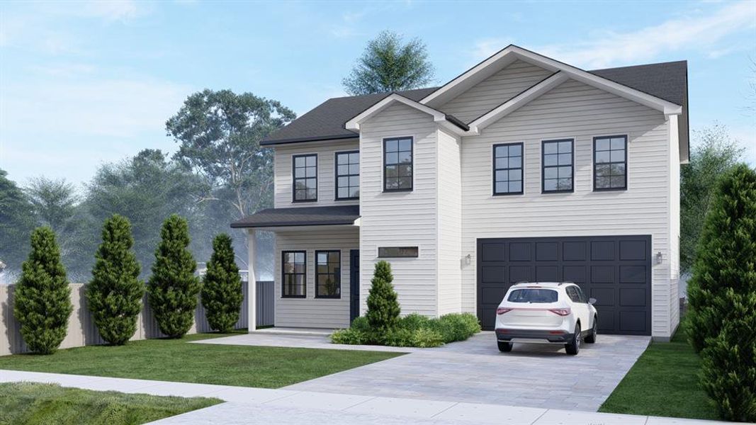Rendering of house being constructed. Actual colors and finishes will vary