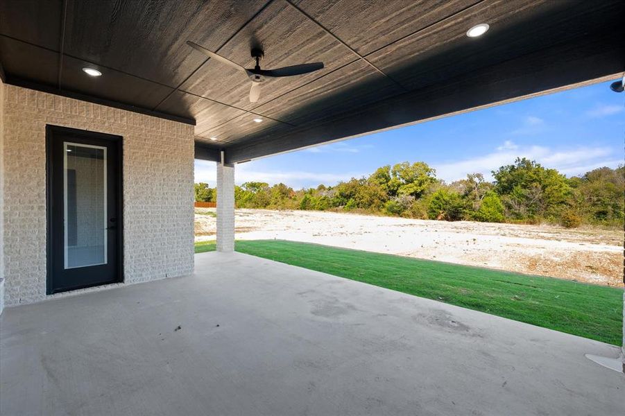 View of patio / terrace featuring ceiling fan