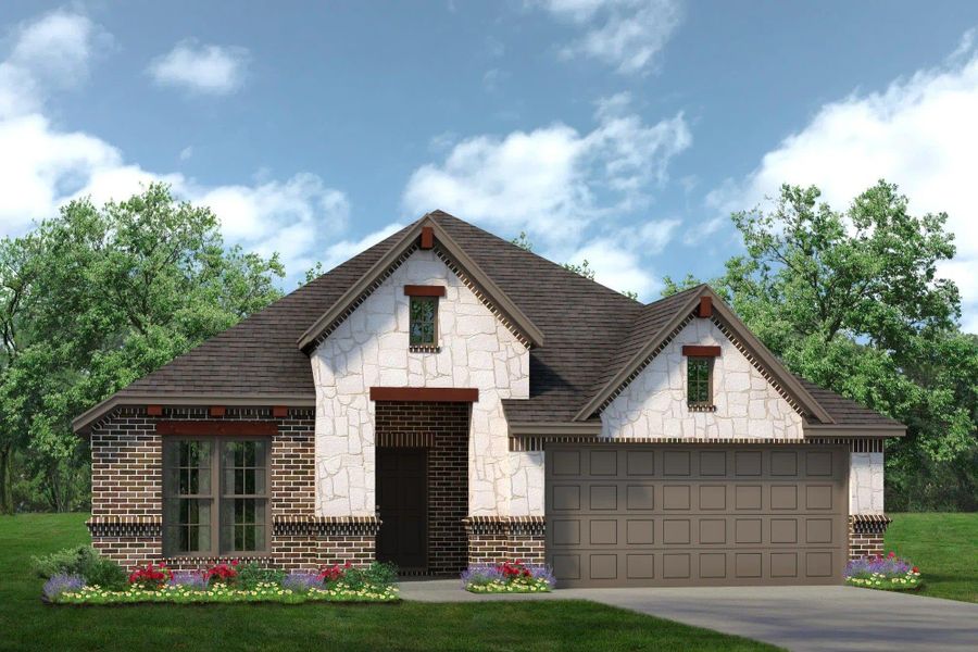 Elevation C with Stone | Concept 2186 at Summer Crest in Fort Worth, TX by Landsea Homes