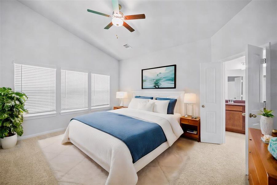Step into the primary room of this home and experience a sanctuary of comfort and relaxation. With its spacious layout and serene ambiance, this room is designed for ultimate tranquility.Virtually staged!