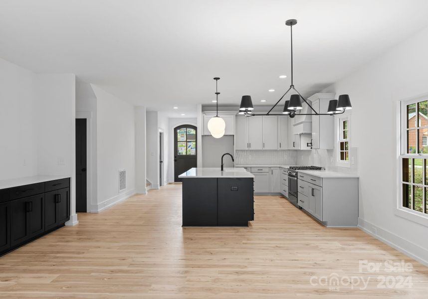 Chef’s kitchen with stainless steel appliances