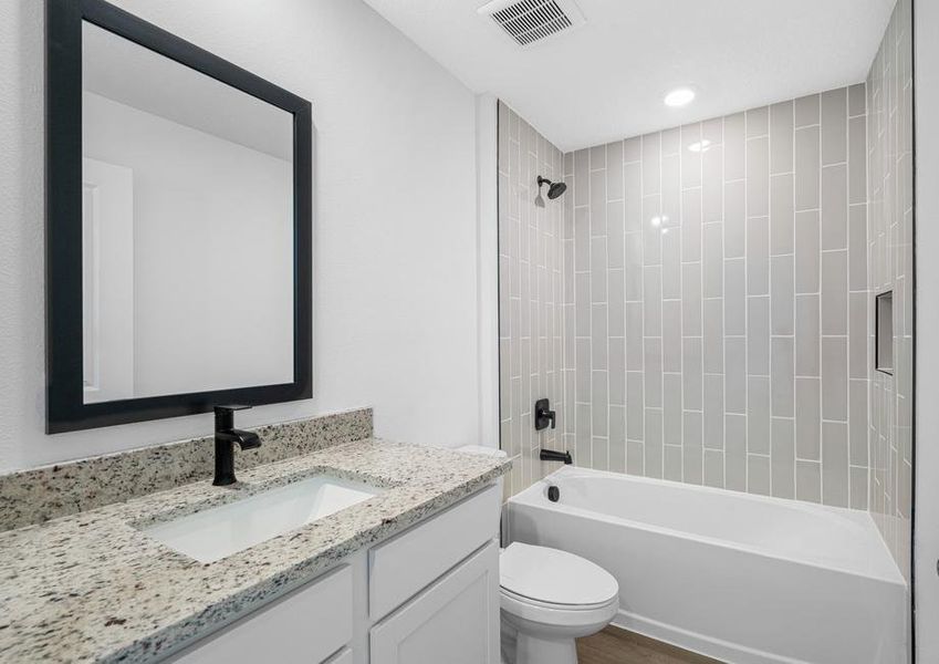 The secondary bathroom provides your guests the perfect place to get ready for your day