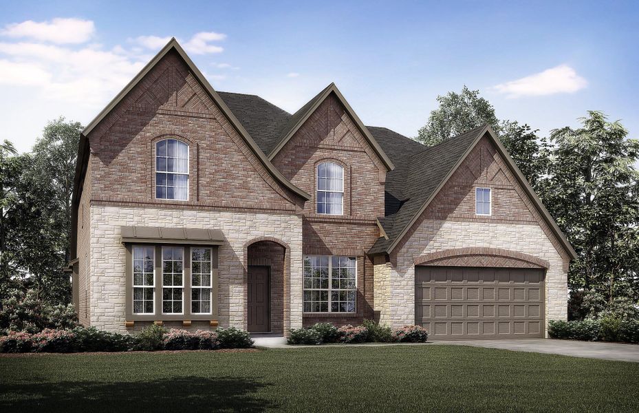 Elevation D with Stone | Concept 3218 at Belle Meadows in Cleburne, TX by Landsea Homes