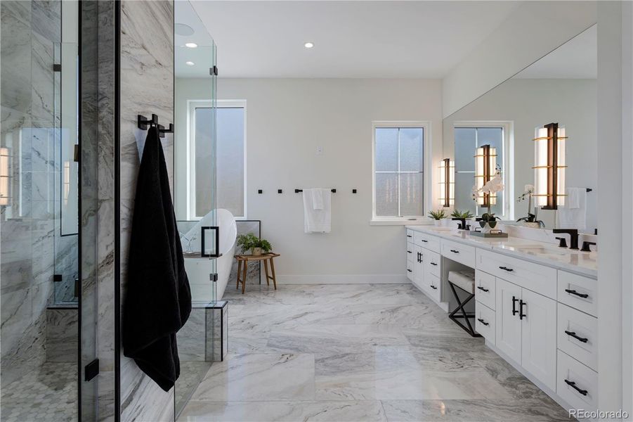 Luxurious Primary Bath with 2-person walk-in shower & soaking tub