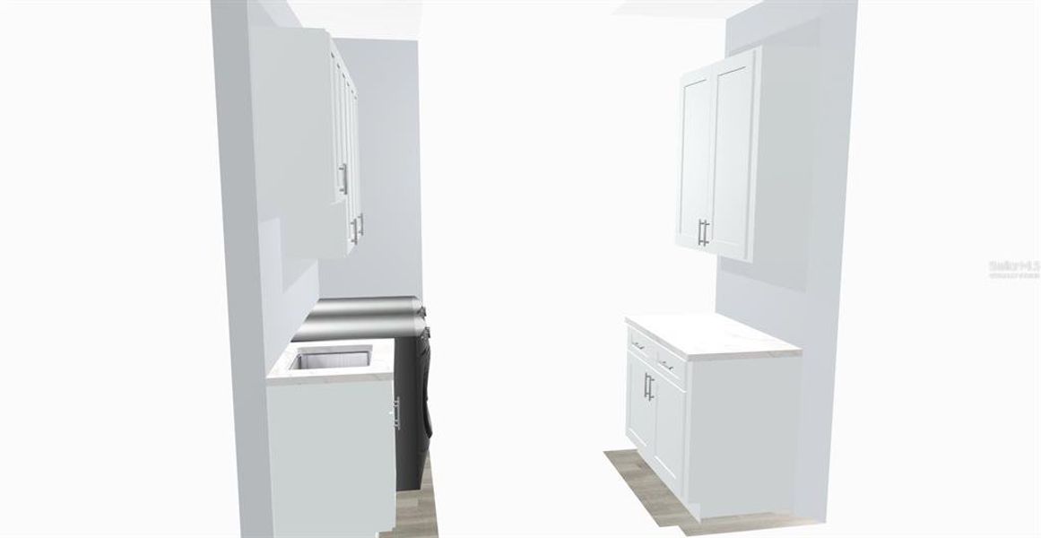 3D image of virtually staged laundry room