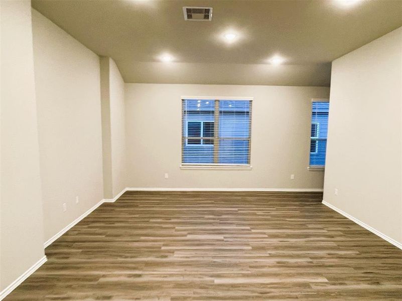 Kitchen overlooks the living room