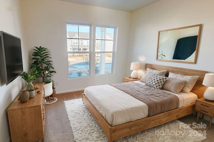 Guest bedroom shown with virtual staging