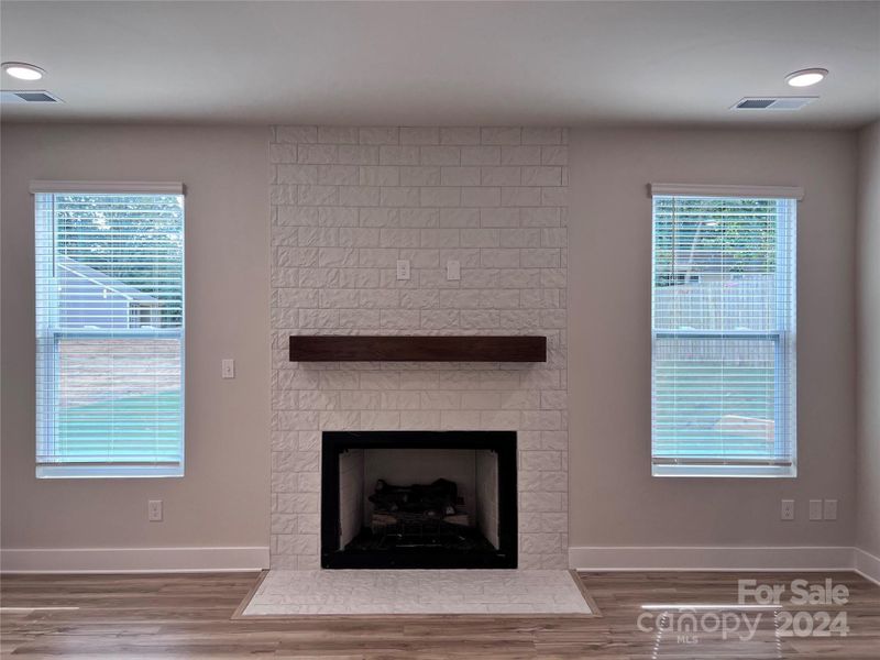 Ceramic Tile Fireplace with Oak Mantle