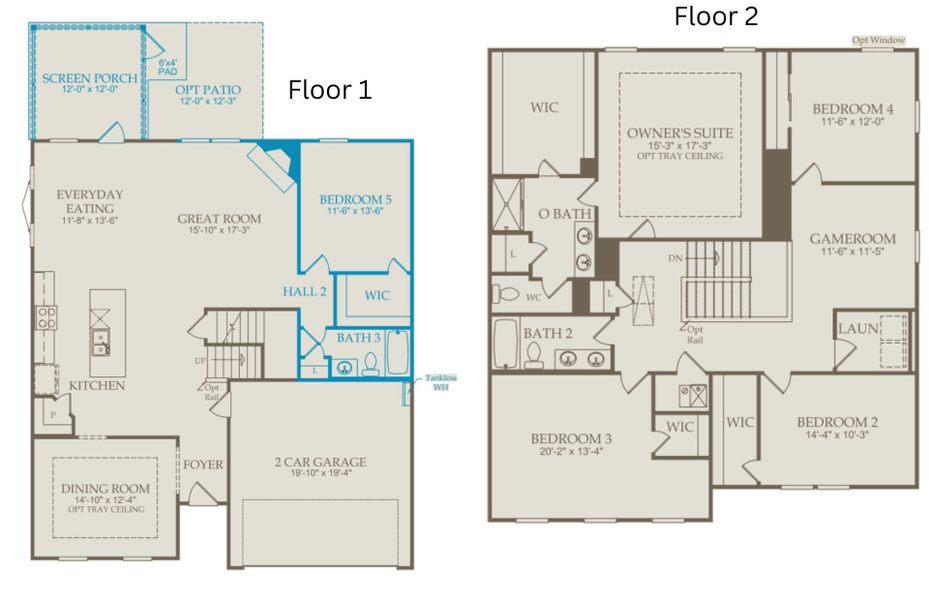 Floor Plan Level 1 and Floor Plan Level 2