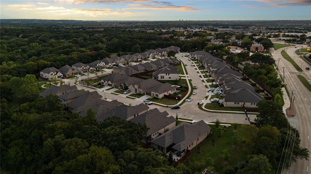 View of aerial view at dusk