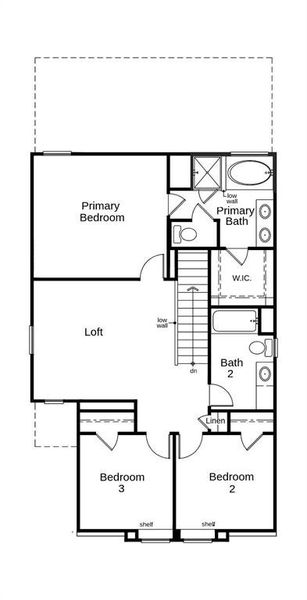 This floor plan features 3 bedrooms, 2 full baths, 1 half bath, and over 1,600 square feet of living space.