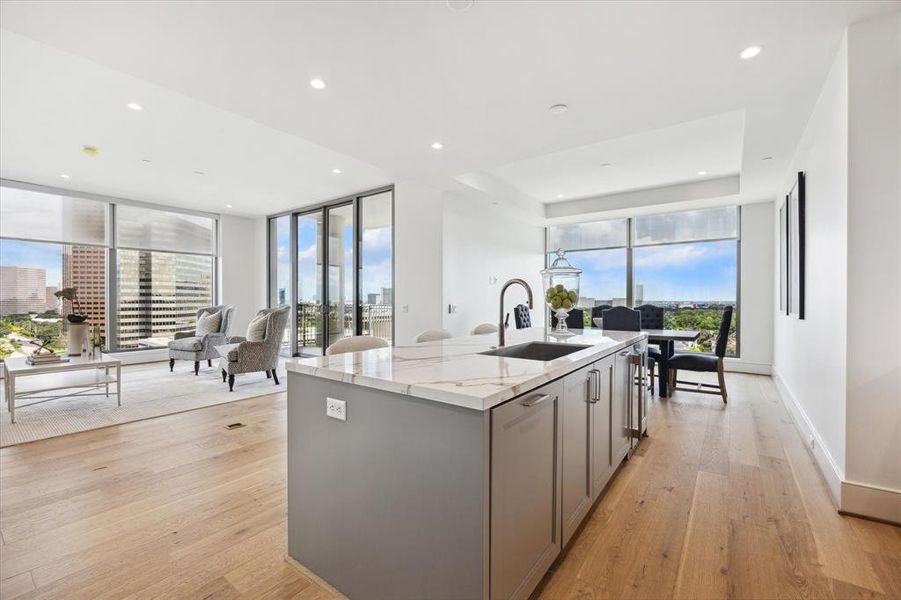 On the left are the doors to the balcony and on the right you can see the breakfast room.  Both with incredible views to take in as you enjoy your mornings.