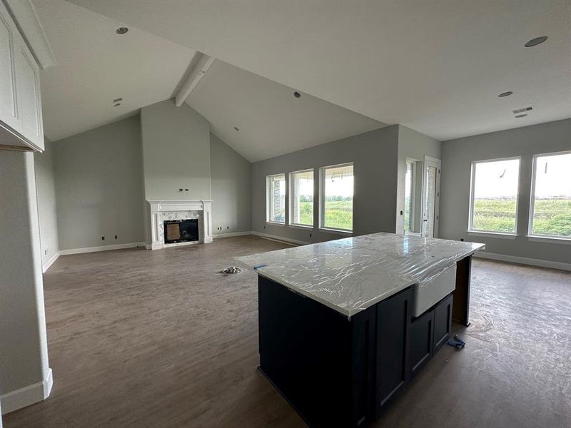 Kitchen into family room