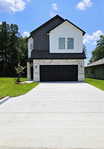 Elegant stone & brick elevation with custom paint colors