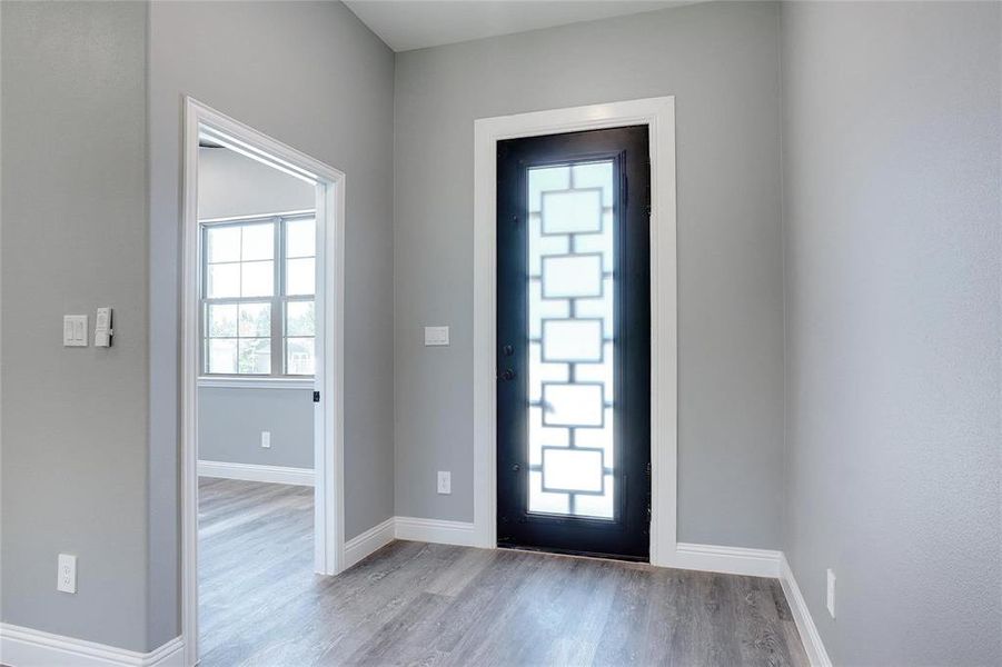 Foyer featuring hardwood / wood-style floors