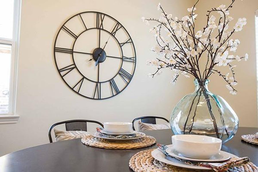 The dining room is adjacent to the kitchen.