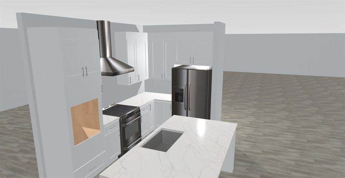 3D image of virtually staged kitchen