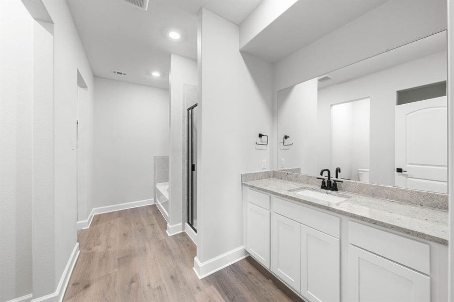 Master Bathroom with garden tub and separate shower.