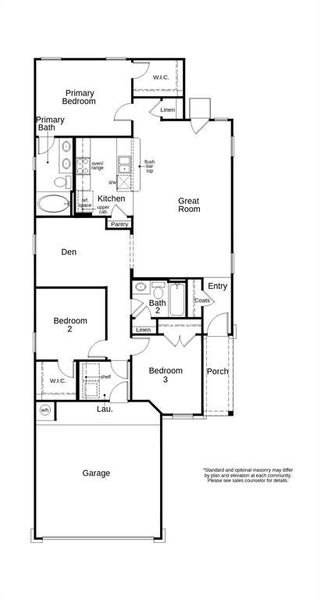This floor plan features 3 bedrooms, 2 full baths, and over 1,300 square feet of living space