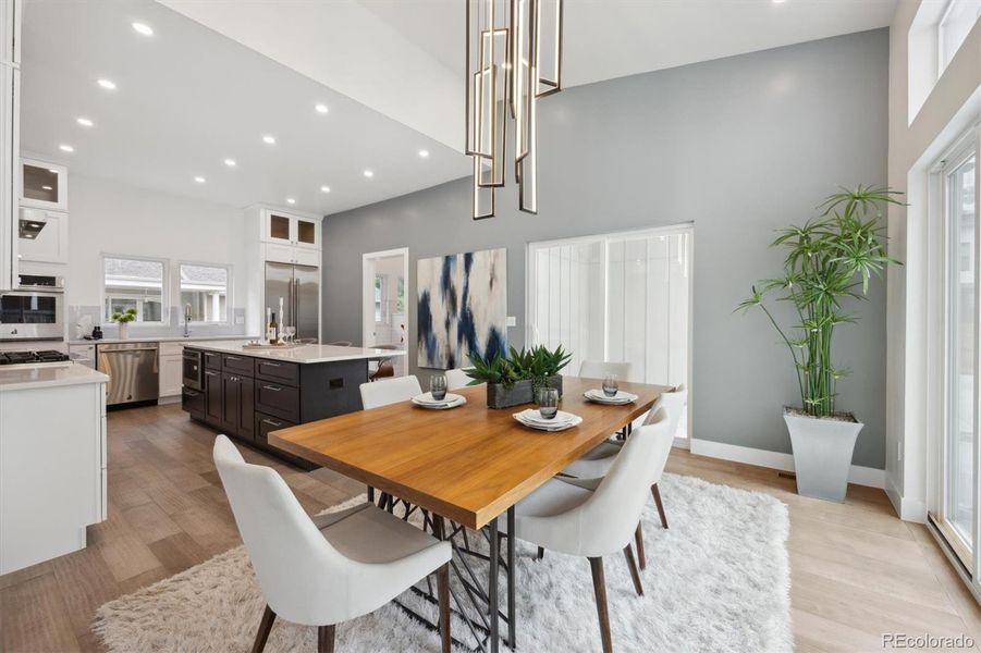 Lots of Dining Room with Jazzy Chandelier