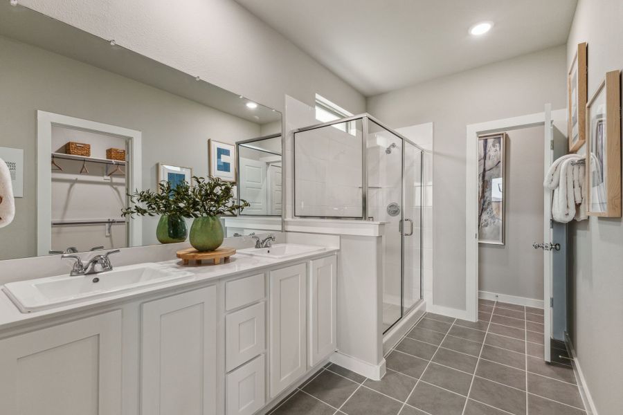 Primary Bathroom in the Stanley II home plan by Trophy Signature Homes