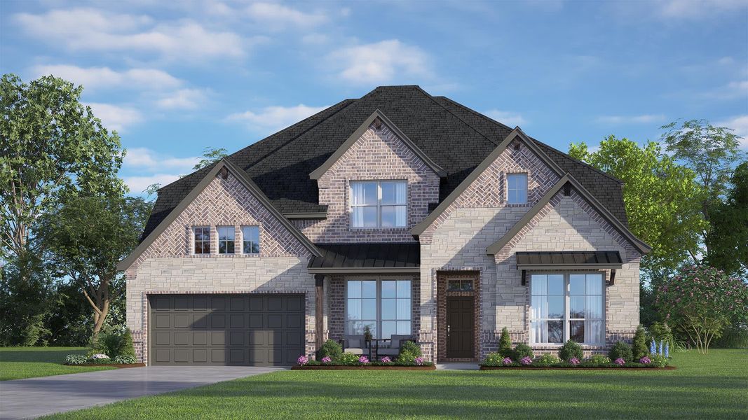 Elevation D with Stone | Concept 3473 at Oak Hills in Burleson, TX by Landsea Homes