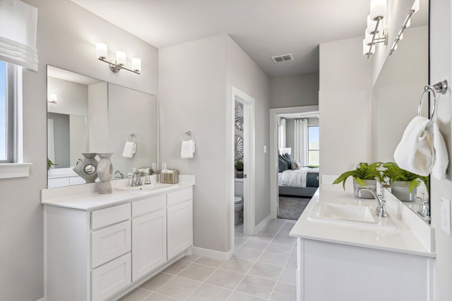 Primary bathroom in the Wimbledon home plan by Trophy Signature Homes – REPRESENTATIVE PHOTO