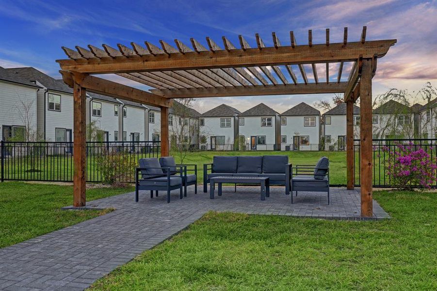 Community Courtyard outfitted with outdoor seating arrangement!