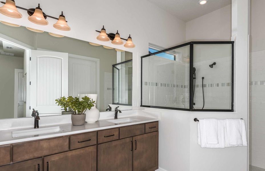 Owner's Bathroom with Dual Sinks and Walk-In Showe